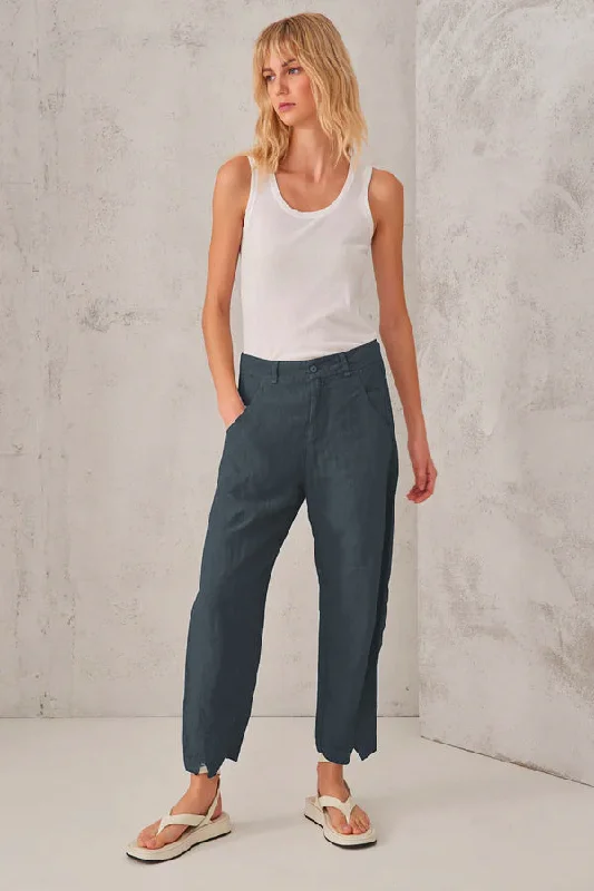 Comfort Fit Linen Trousers - Blue