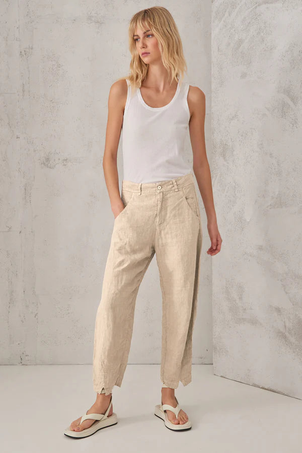 Comfort Fit Linen Trousers - Sand