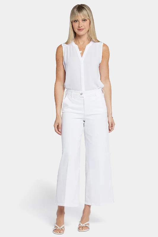 Mona Wide Leg Trouser Ankle Jeans  - Optic White