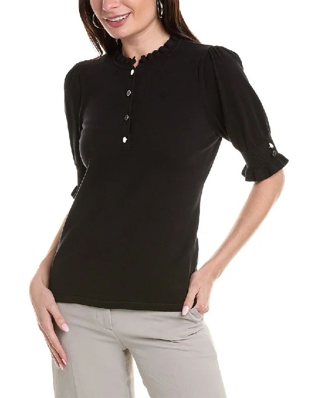 Anne Klein Ruffle Neck Pullover