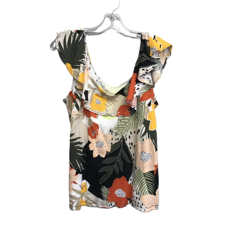 Tropical Print Top Sleeveless By Loft, Size: L