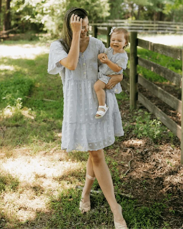 Eden Short Sleeve Dot Dress - Dusty Lavender