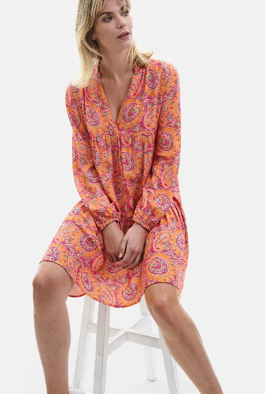 Short Paisley V-neck Dress