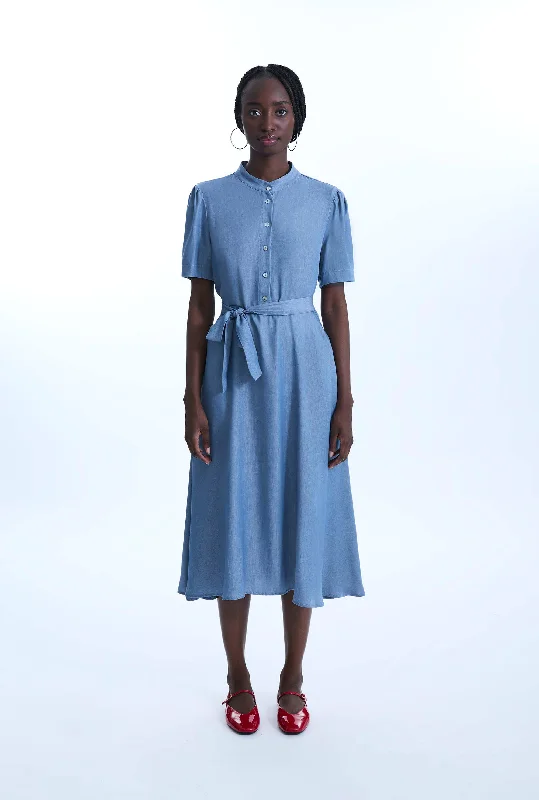 Short Sleeve Day Dress Blue