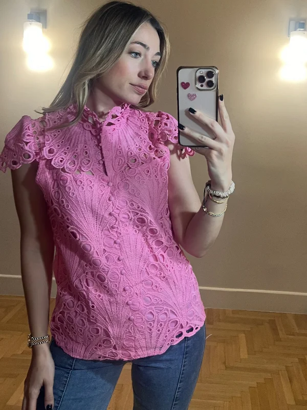 Lace short sleeves top