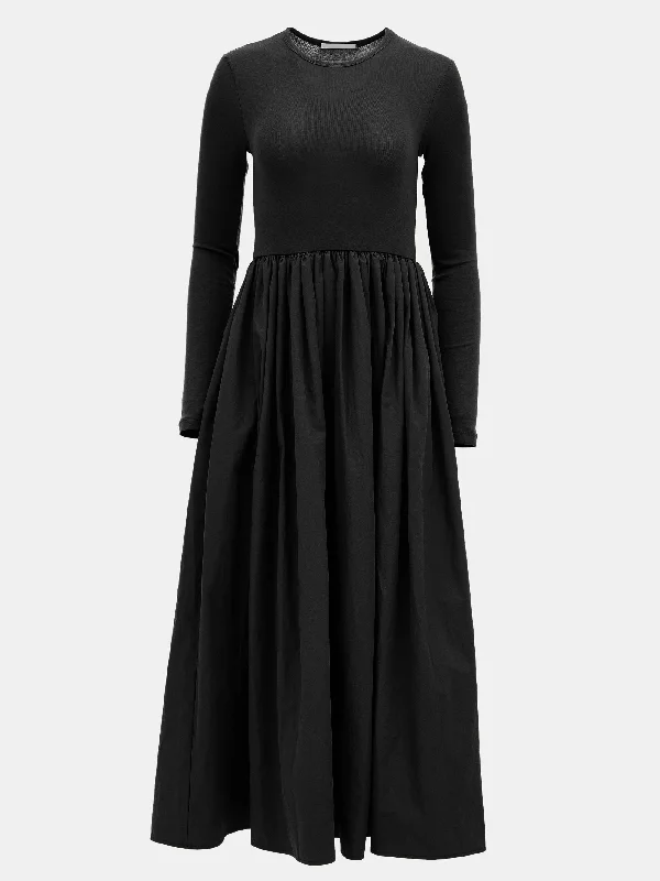 Cotton Jersey Long Dress, Black