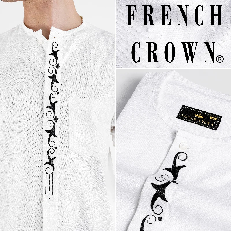 Bright White Hand Painted Royal Oxford Designer Shirt