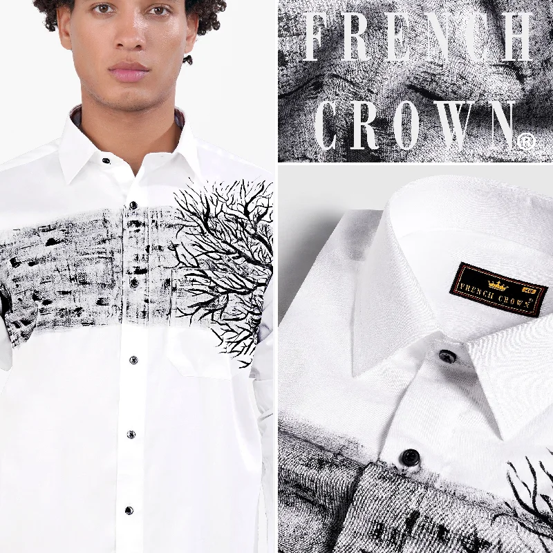 Bright White Hand Painted Royal Oxford Designer Shirt