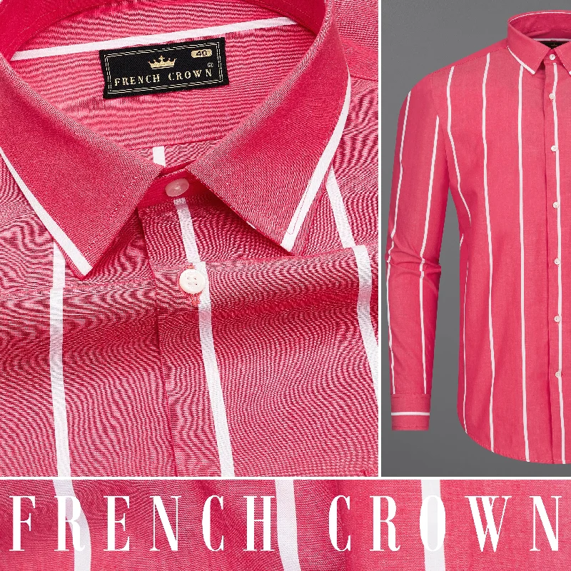 Cabaret Red Striped Premium Cotton Shirt