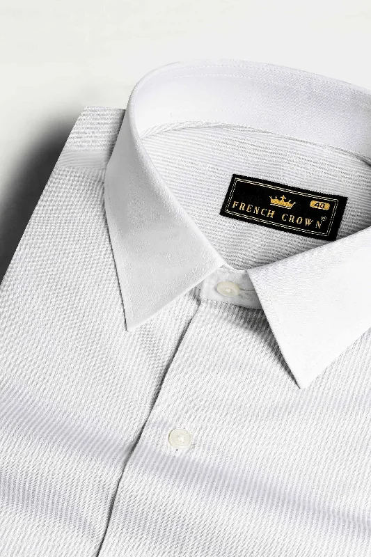 Gainsboro Gray Striped with White Cuffs and Collar Premium Cotton Shirt