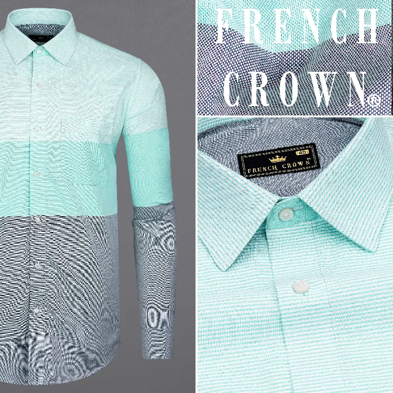 Manatee Gray with Scandal Aqua Green Royal Oxford Designer Shirt