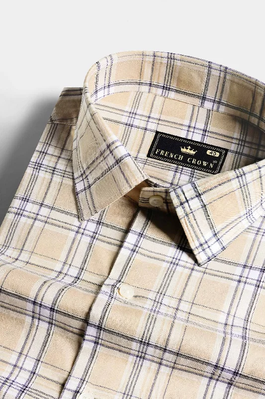 Pavlova Brown and Rhino Blue Twill Plaid Premium Cotton Shirt