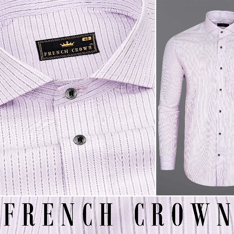 Prim Purple with Ebony Black Striped Premium Cotton Shirt