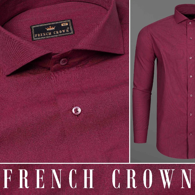 Scarlet Red Chambray Textured Premium Cotton Shirt