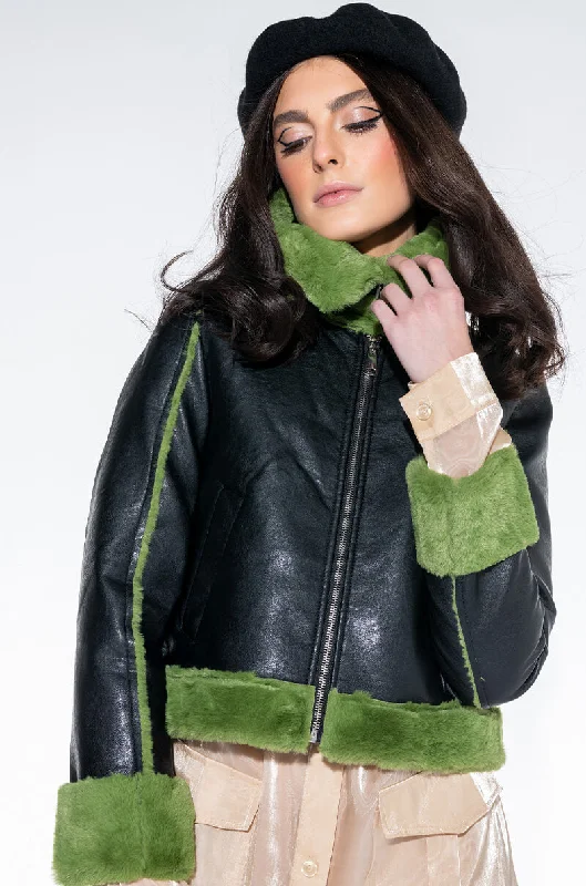 AZALEA WANG GRINCH BONDED PU JACKET