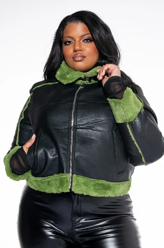 PLUS AZALEA WANG GRINCH BONDED PU JACKET