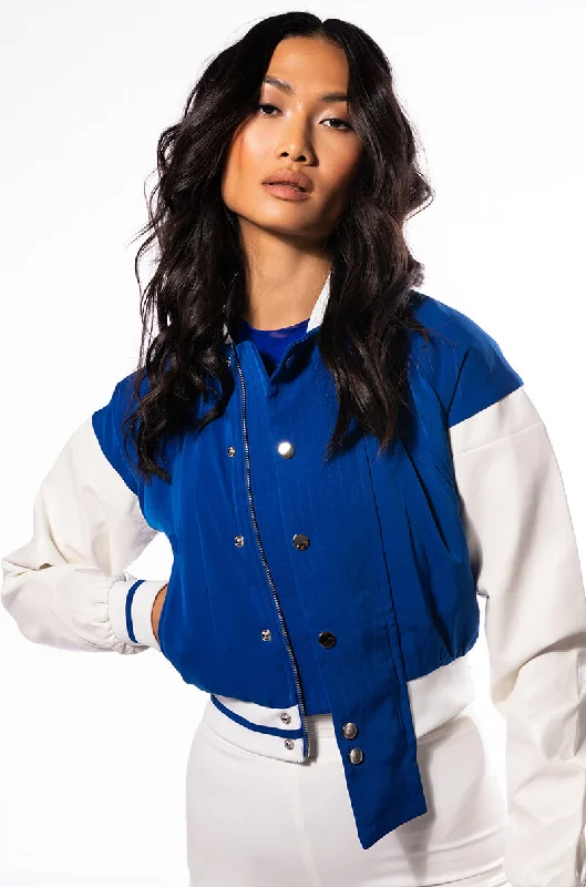 RUNNER FITTED CROP VARSITY BOMBER