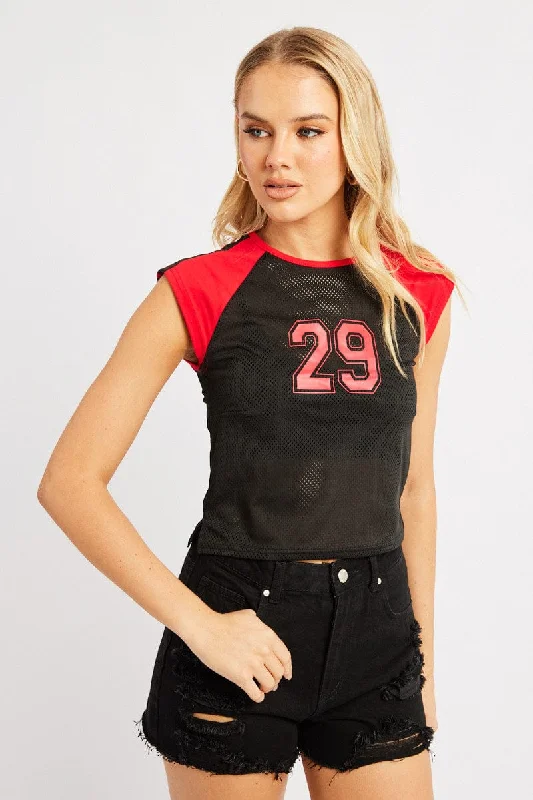 Black Sport Tee Short Sleeve Crop