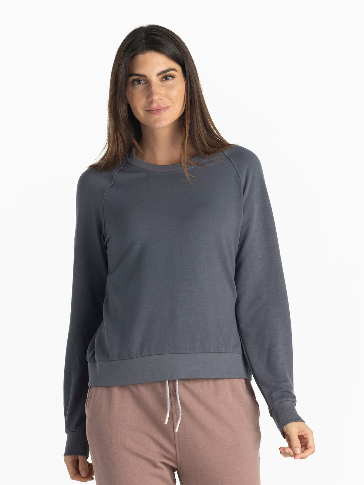 Women's Bamboo Lightweight Fleece Crew - Storm Cloud