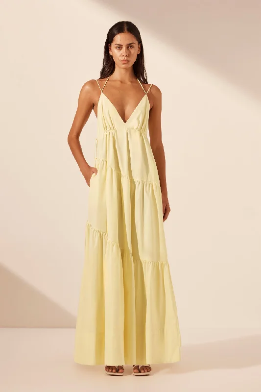 MAIORI TIERED MAXI DRESS - LEMON