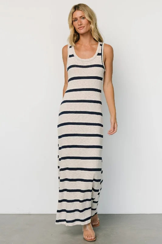 Palawan Striped Maxi Dress | Cream + Navy