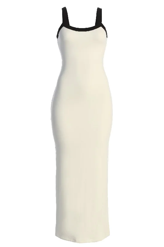 White Francesca Contrast Maxi Dress