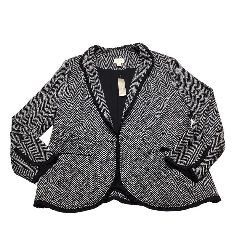 Blazer By Chicos In Black & White, Size: Xl